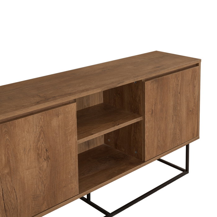 Hanah Home Consola Moderna e Industrial Nogal y Negro con Almacenamiento 140x72x36 cm